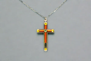 firefly jewelry, large simple cross in tangerine