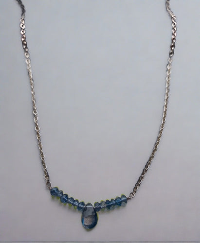 pom jewelry necklace, iolite in sterling silver