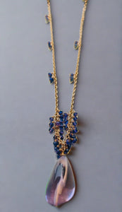 pom jewelry necklace, amethyst in gold fill