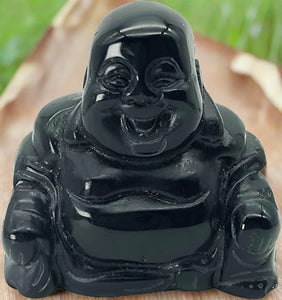1.5" Hand Carved Happy Buddha- Onyx