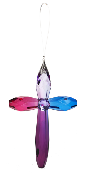 Ganz Crystal Expressions Hanging Rainbow Cross- Blue, Purple, Pink