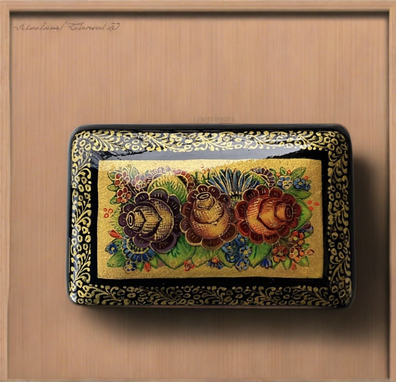 Gold Floral Russian Lacquer Box