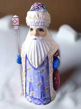 Load image into Gallery viewer, carved russian santa- red coat with lavender front
