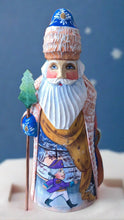 Load image into Gallery viewer, g debrekht carved russian santa- blue coat with nut cracker
