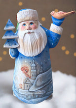 Load image into Gallery viewer, carved russian santa- blue coat with angel
