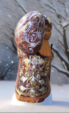 Load image into Gallery viewer, carved russian santa- gold and brown coat
