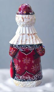carved russian santa- red coat with lavender front