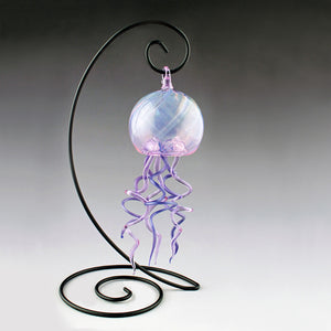 boise art glass, small hanging jellyfish sm. violet
