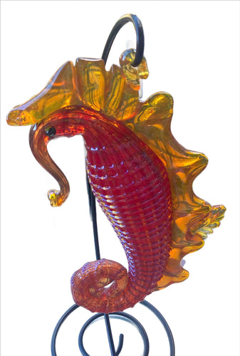 hudson glass hanging seahorse-orange/yellow