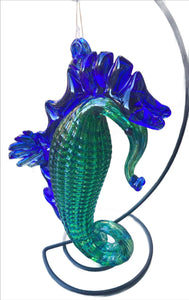hudson glass hanging seahorse-green/blue