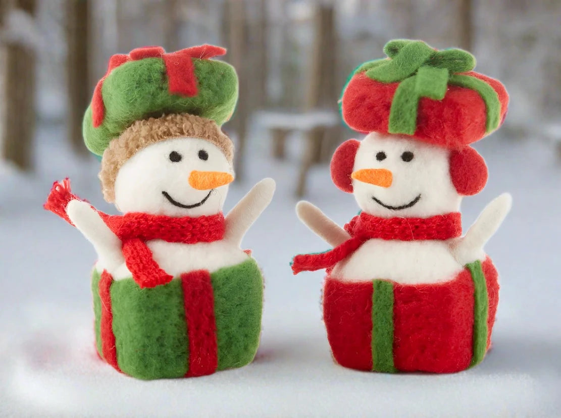 delton wool snowman  present ornaments