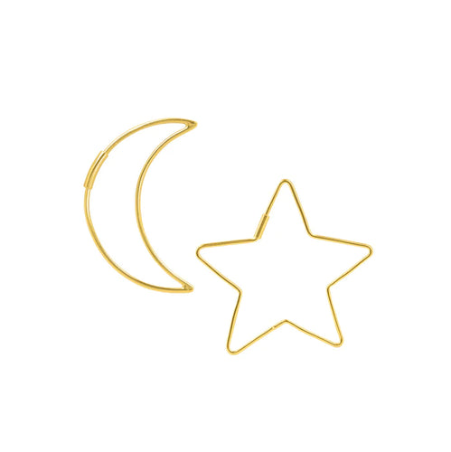 Tomas Crescent Moon & Star Mismatched Hoops in Gold