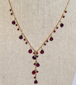 pom jewelry necklace- pink garnet in gold fill