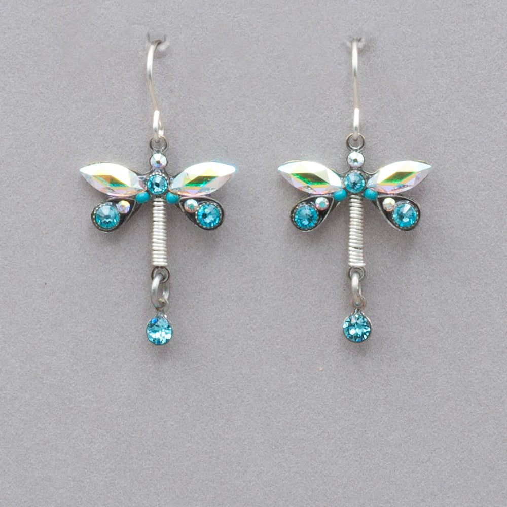 firefly jewelry petite dragonfly earrings- ice