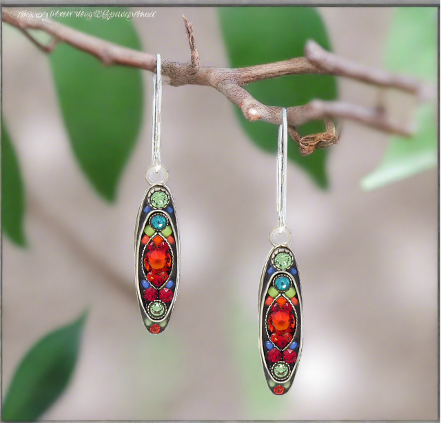 firefly jewelry sparkle long oval earring- multicolor