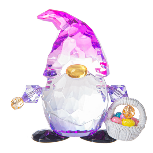 Ganz Crystal Expressions Easter Gnome Figurine- Pink Hat With Easter Basket Media 1 of 1