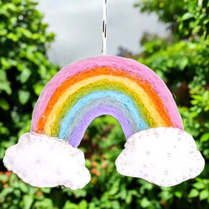 dzi handmade felted ornament: pastel rainbow