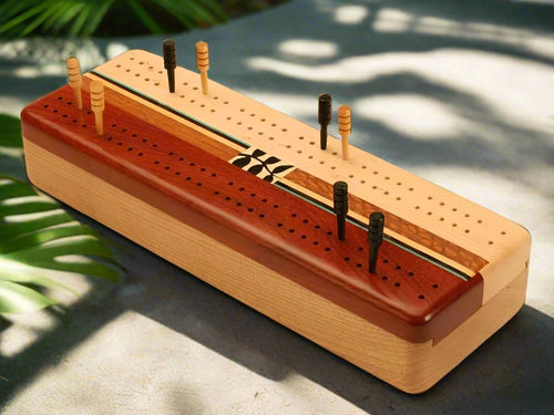 heartwood creations cherry cribbage board vine top and cards