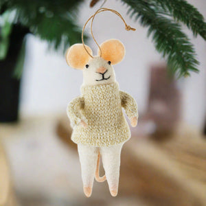 indaba felted mouse ornament- jack frost