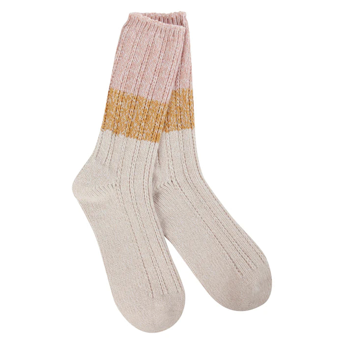 Crescent Sock Company Weekend Pointelle Crew- Rose Multi