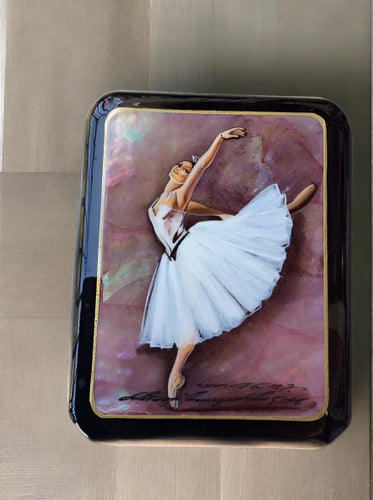 ballerina on shell russian lacquer box