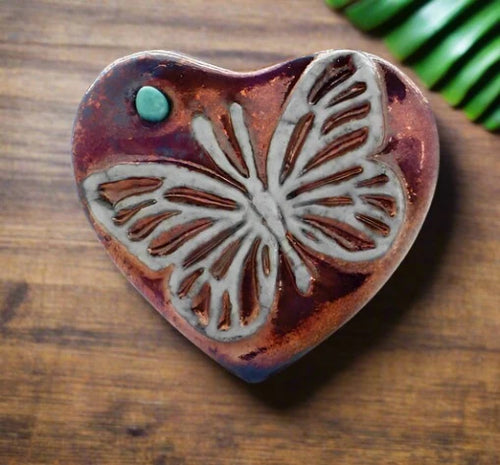 Raku Potteryworks Heart Stone- Butterfly