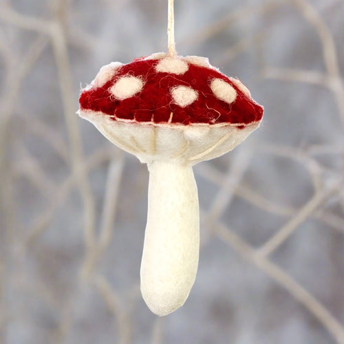 DZI Handmade ORNAMENT: WILD MUSHROOM, RED