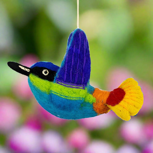 DZI Handmade WOOLIE BIRD: RAINBOW HUMMINGBIRD