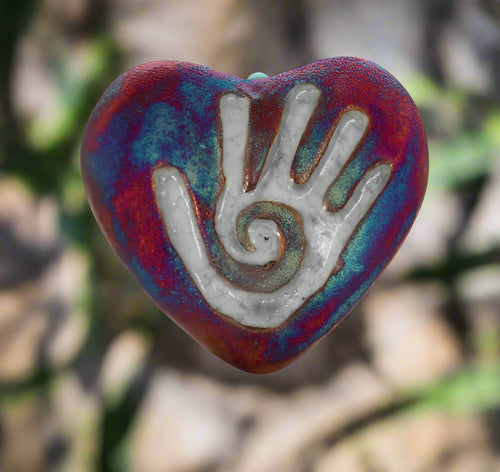 Raku Potteryworks Heart Stone- Healing Hand