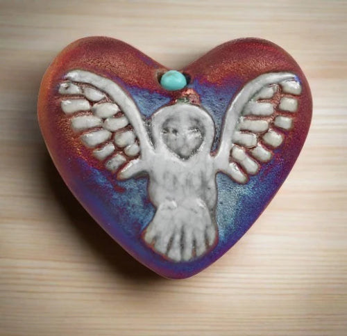 Raku Potteryworks Heart Stone- Owl