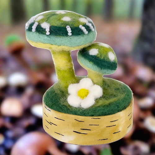 DZI Handmade WOODLAND MUSHROOM: GREEN PARROT