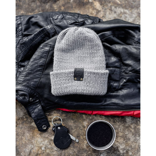 HM (Patch) Tise Beanie Rivet Light Grey Black Tag