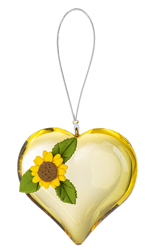 Ganz Crystal Expressions Teeny Sunflower Heart Ornament Media 1 of 1