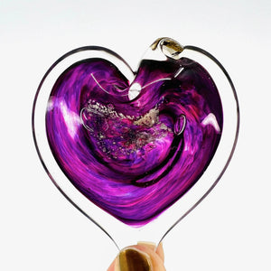 luke adams glass heart ornament, amethyst