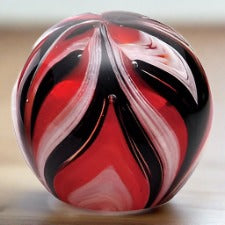 dynasty gallery large feather paperweight- red & black glow