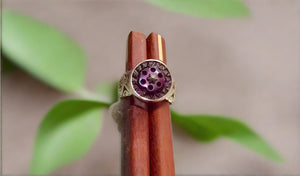 antique button ring-  purple size 9