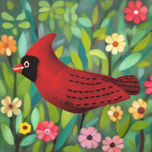 dzi handmade wild woolie bird- cardinal