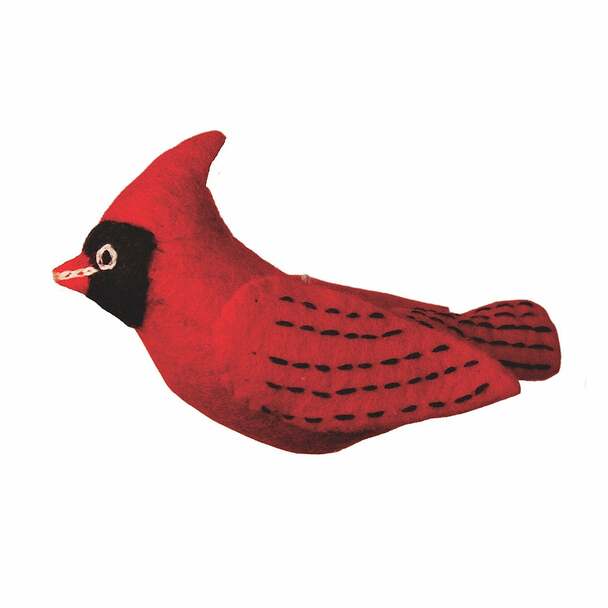 dzi handmade wild woolie bird- cardinal