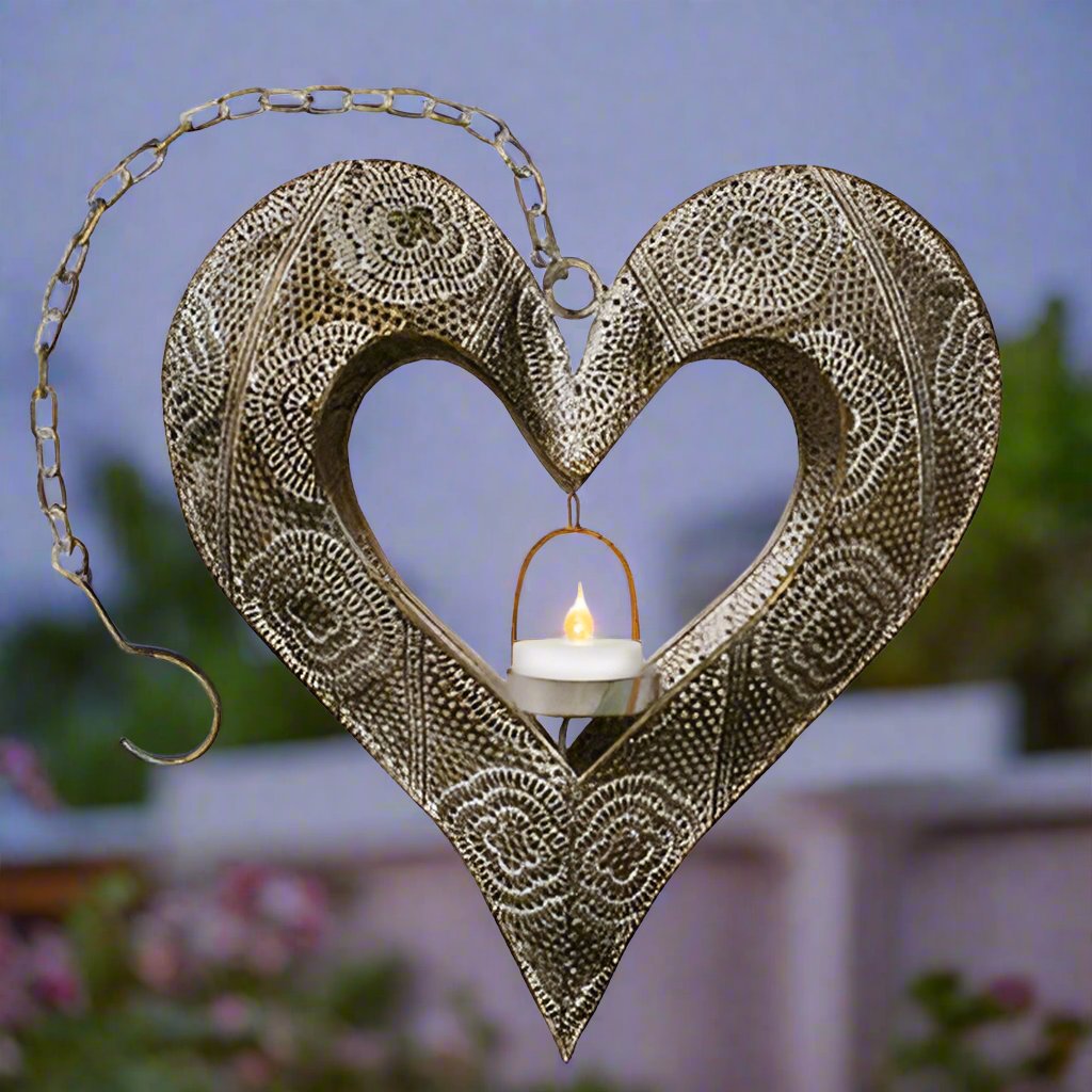 World Buyers Ashia Heart Tea Light Lantern