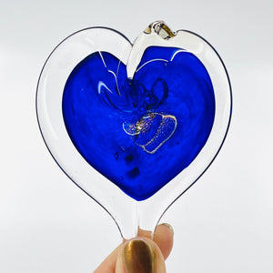 luke adams glass heart ornament, sapphire