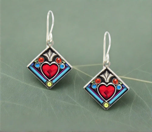 firefly jewelry heart in diamond shape earring- e265-mc