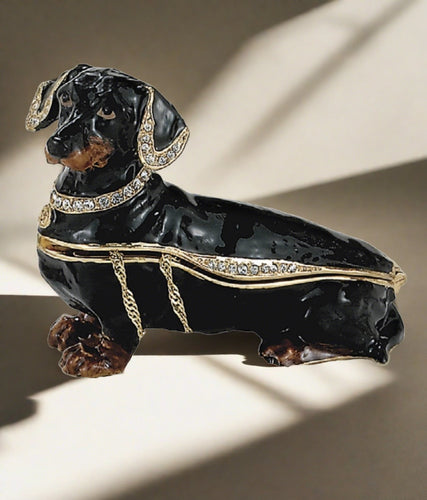 kubla crafts bejeweled black dachshund box