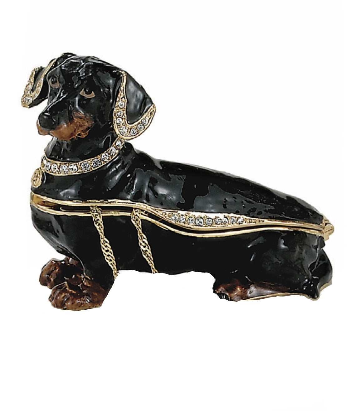kubla crafts bejeweled black dachshund box