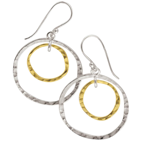 Tomas Hammered Circles Hook Earrings in Two-Tone