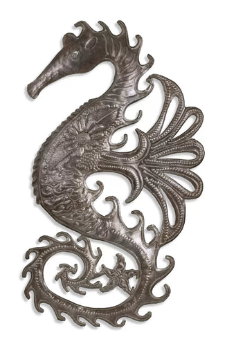 haitian tin art flying seahorse
