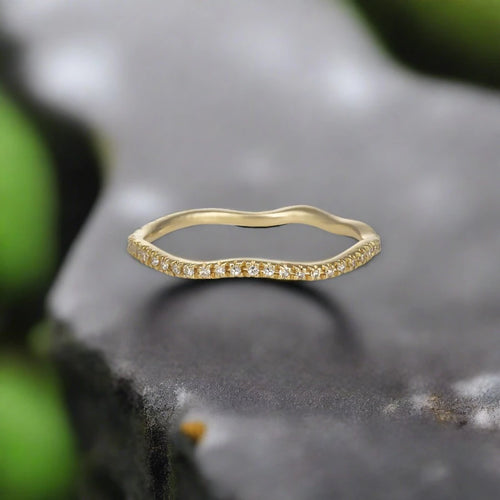 liven co. 14k yellow gold diamond wave eternity band-size 6