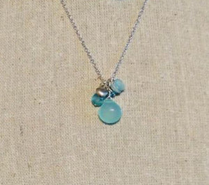 pom jewelry necklace blue chalcedony in sterling silver