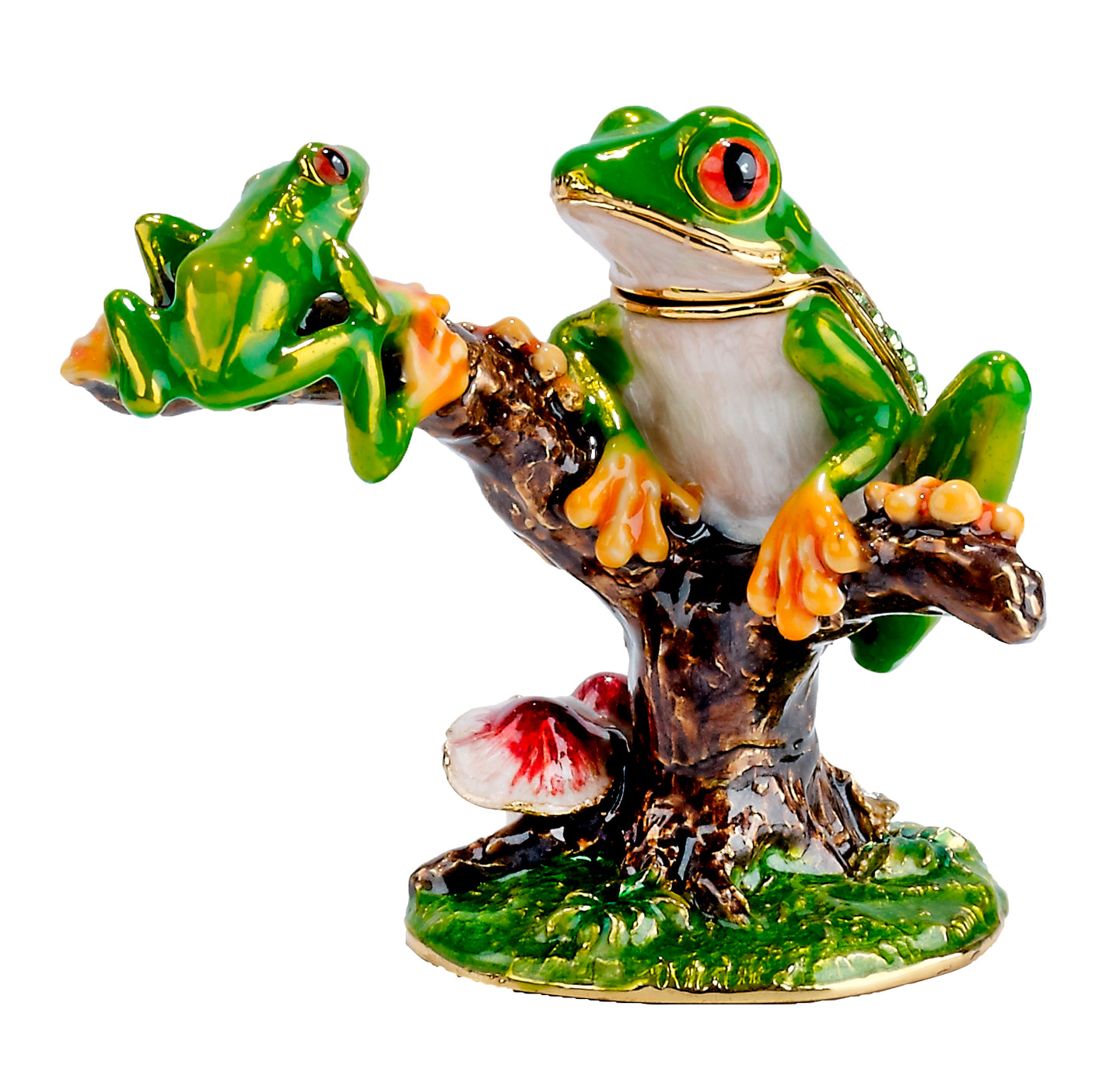 kubla crafts bejeweled  mother tree frog & baby box