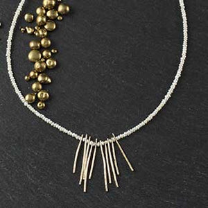 Zina Kao Pearl and Hammered Wire Necklace (n-tw99)