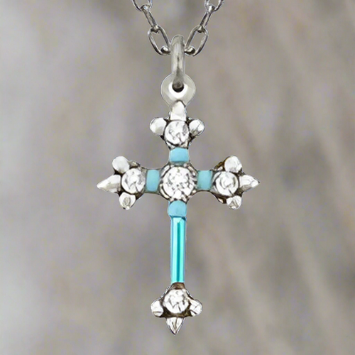 firefly jewelry dainty color cross necklace-8496-ice